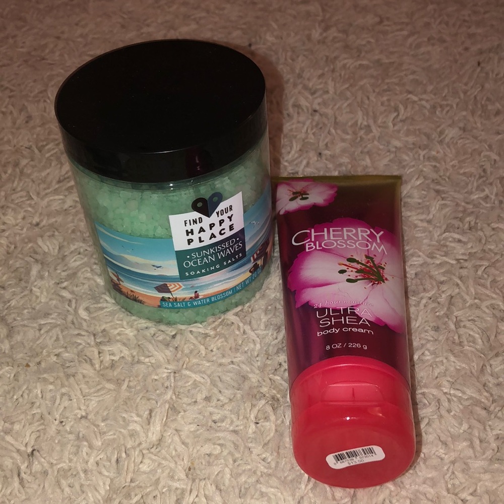Ultra shea body cream and sun kisses ocean waves soaking salts